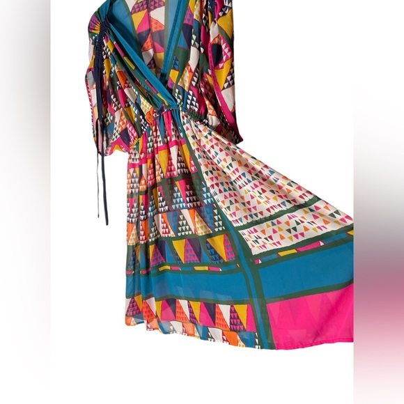 MAEVE ANTHROPOLOGIE Semi Sheer Multicolored Geometric Print mini Dress Size 4 - Picture 5 of 10